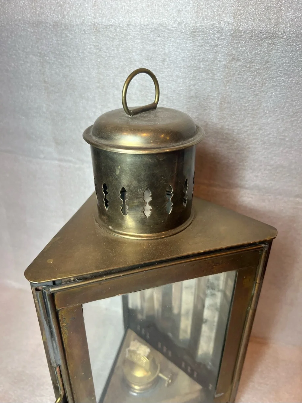 Vintage Brass Wedge Ships Lantern Made in Brittany